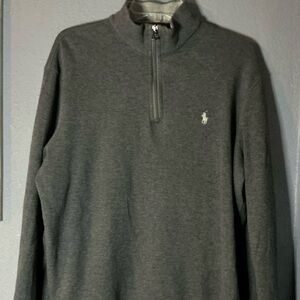 Polo Ralph Lauren 1/4 Quarter Zip Pullover Men’s Large Dark Gray Blue Polo Logo